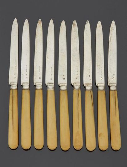 null House TOURON coutelier

Nine fruit knives, silver blades signed Touron and bone...