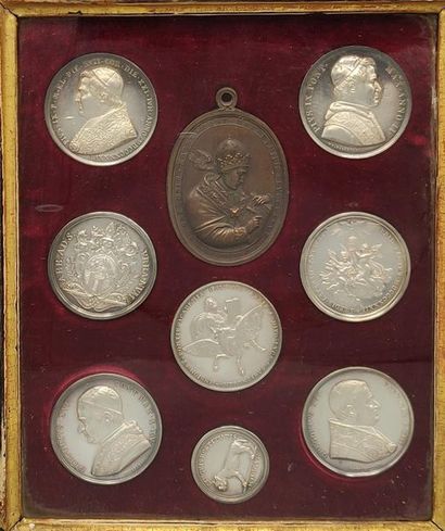 null ITALY - Roma. Eight silver medals representing Roman clergymen and others around...