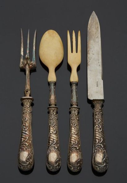 null Large cutlery service including a fork and carving knife and a large salad servers....