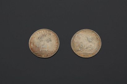 null 18th century JETONS (set of 2) :

- A silver token ARTILLERIE LOUIS CHARLES...