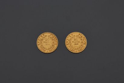 null FRANCE - Napoléon III - Deux pièces 20 francs or, 1854 et 1858