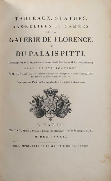 null [GALERIE DE FLORENCE]. WICAR (Jean Baptiste) & MONGEZ (Antoine). Tableaux, statues,...