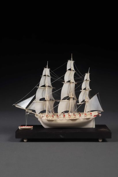 null Dieppe early 19th century

Corvette of 18 guns in carved ivory and painted ivory,...