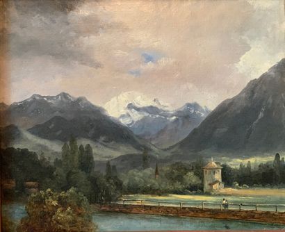null French school around 1840

Views of mountains and villages

Two oils on paper...