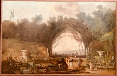 null French school of the 19th century

Gallant scene in a park

Oil on paper (accident...