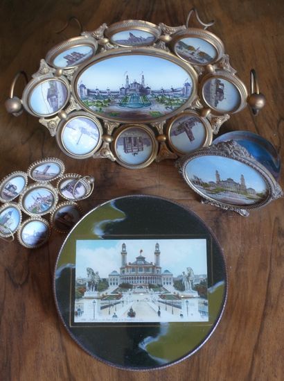 null Set of 6 chromolithographed boxes on the theme of the World Fairs.