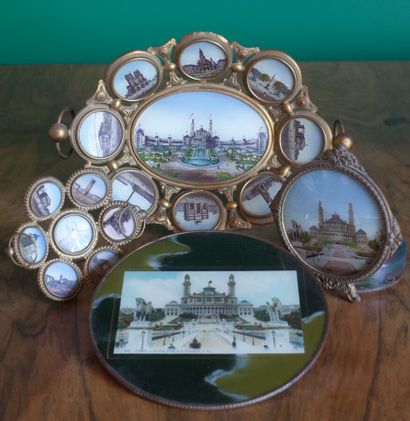 null Set of 6 chromolithographed boxes on the theme of the World Fairs.
