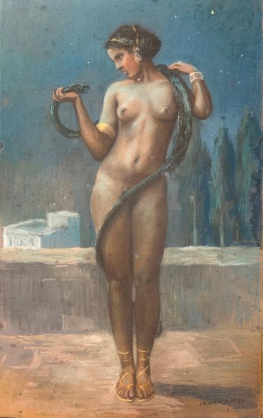 null Jean CAMUS (XXe siècle)

La charmeuse de serpents

Gouache et pastel sur panneau...