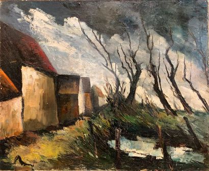 null MODERN School

Red-roofed house in winter

Oil on canvas with a signature (?)...