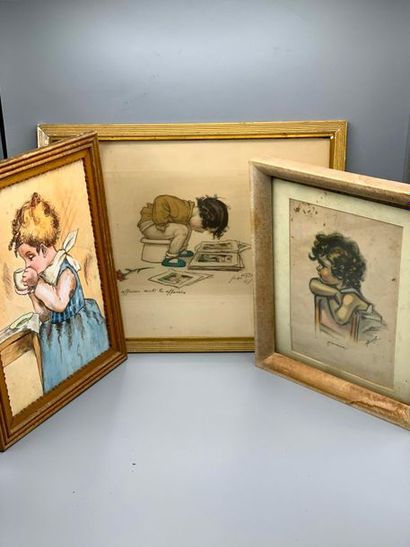 null 3 framed pieces,

Two according to G. "Pensive", "bowl of milk."

A print after...
