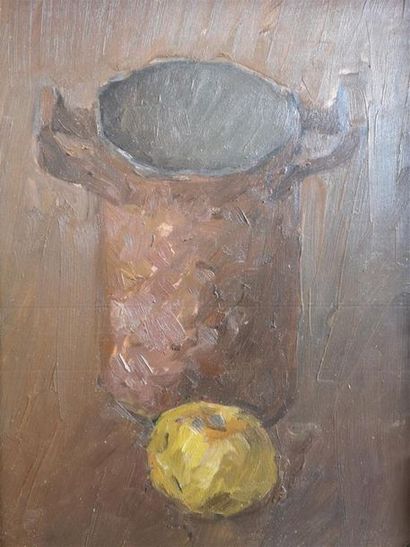 null MODERN School 

Still life with apple and cup

Oil on panel (slit).

23 x 16.5...