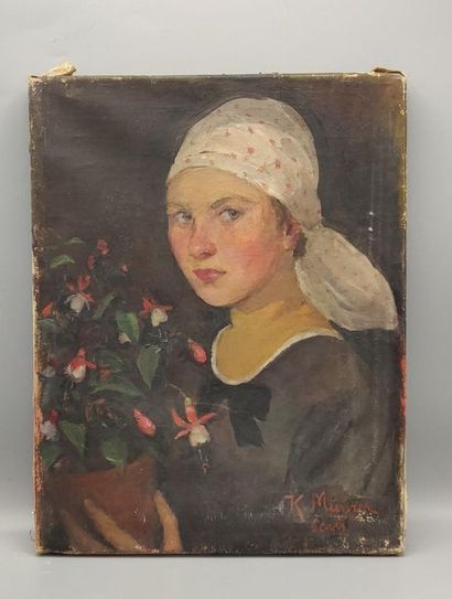 null Kathe Neumann MÜNZER (1877-1959)

Portrait of a woman in a kerchief

Oil on...