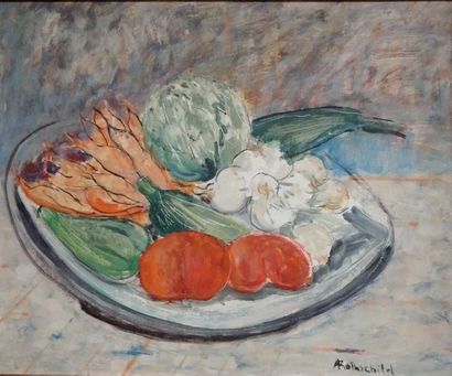 null Alix of ROTHSCHILD (20th century)

Still life with vegetables 

Oil on isorel...