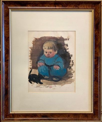 null Madeleine LUKA (1894-1989)

The child with the black cat

Oil and ink on paper...