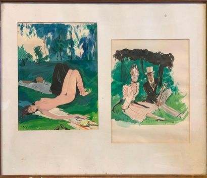 null Jean-Gabriel DOMERGUE (1889-1962) 

Scènes champêtres

Deux peintures sur papier...