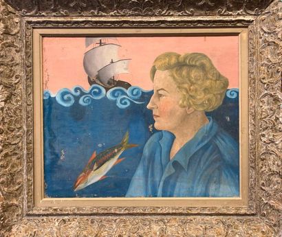 null MODERN School

Lady in profile on a navy background circa 1930 - 1940

Oil on...