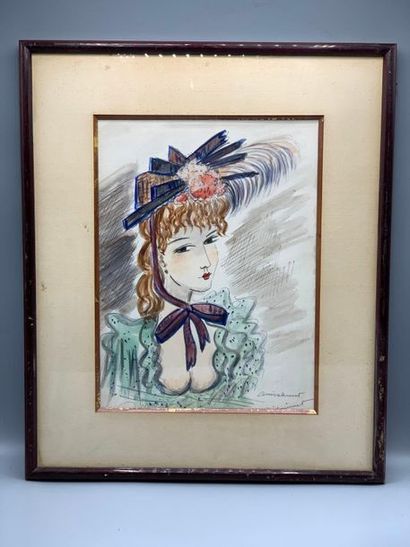 null André DIGNIMONT (1891-1965)

French-Cancan dancer in bust, the Parisian one

Watercolour...