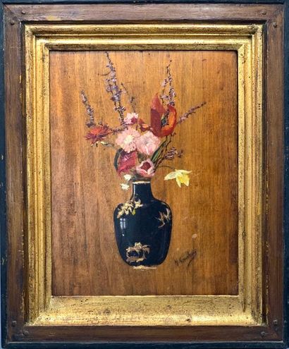 null Henri CAUCHOIS (1850-1911)

Bouquet japonisant

Huile sur panneau signée vers...