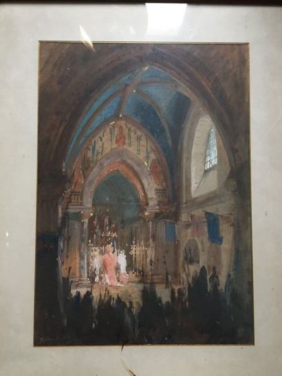 null Jules DIETERLE (1811-1889)

Church interior

Gouache signed lower left.

44,5...