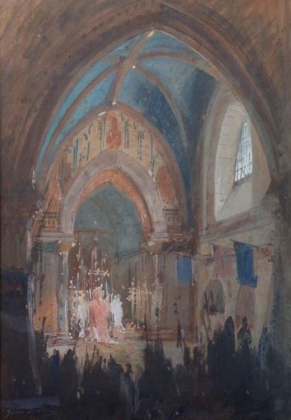 null Jules DIETERLE (1811-1889)

Intérieur d'église

Gouache signée en bas à gauche.

44,5...