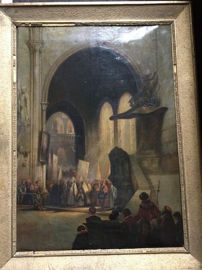 null LEVASSEURT 19th century (?)

Entrance of Henri IV in Saint-Denis

Oil on canvas...