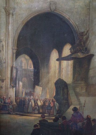 null LEVASSEURT 19th century (?)

Entrance of Henri IV in Saint-Denis

Oil on canvas...