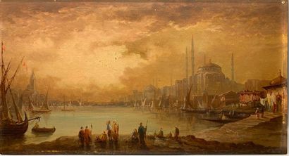 null Ecole orientaliste du XIXe siècle.

Vue d'Istamboul le long du Bosphore, Turquie

Huile...