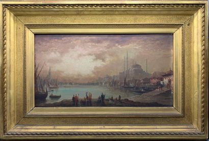 null Orientalist school of the 19th century.

View of Istanbul along the Bosphorus,...