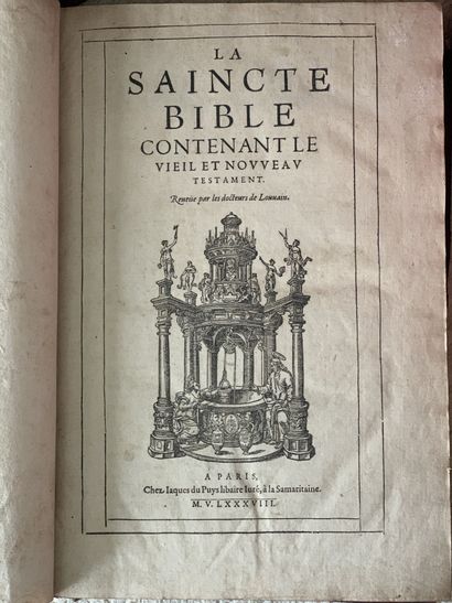 null Holy Bible in two volumes, Paris chez Jacques du Puys, 1588.

Engravings and...