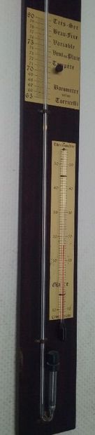 null A mercury and alcohol barometer/thermometer.

Height: 92 cm 

Attaches a "Naudet"...