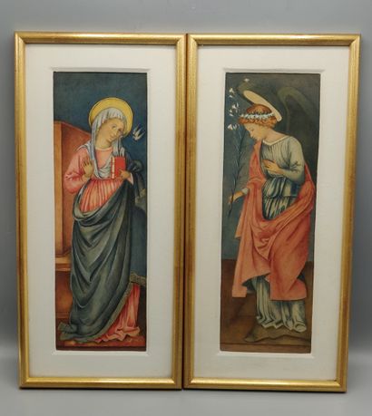 Deux aquarelles représentant la vierge Marie...