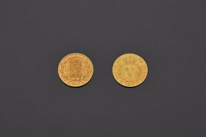 null FRANCE - Deux pièces de 20 francs or 1815 et 1827 :
- LOUIS XVIII (1815-1824)
20...
