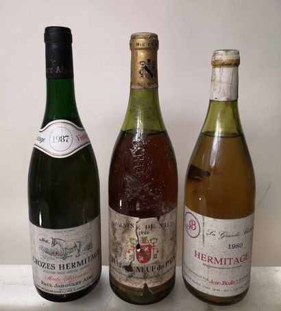 null 3 bouteilles VINS BLANCS de La VALLEE du RHONE A VENDRE EN L'ETAT 1 CROZES HERMITAGE...
