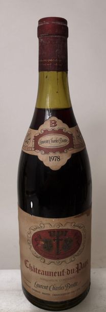 null 1 bouteille CHÂTEAUNEUF du PAPE - Laurent Brotte 1978 Étiquette tâchée et légèrement...