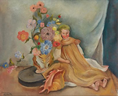 Jascques LESTRILLE (1904-1985) 
Poupée, fleurs...