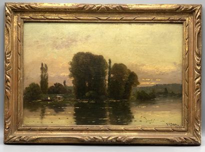 null Hippolyte Camille DELPY (1842-1910)

Paysage lacustre animé à l'aube

Huile...