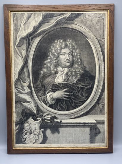 null Quatre gravures en noir des XVIIe et XVIIIe siècles représentant des personnages...