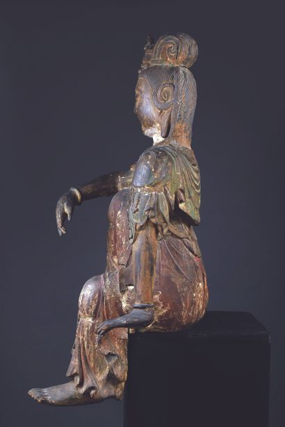 null CHINE - XIXe siècle

Importante statue en bois à traces de polychromie de Guanyin...
