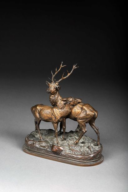 null Alfred DUBUCAND (1828-1894)

Couple de cerfs

Sculpture en bronze à patine brun...