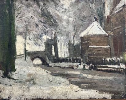 null Charles DANKMEYER (1861-1923)

Entrée d'une ville en hiver

Huile sur toile...
