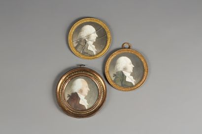 null Trois gravures dites "physionotraces" représentant le portrait d'un homme à...