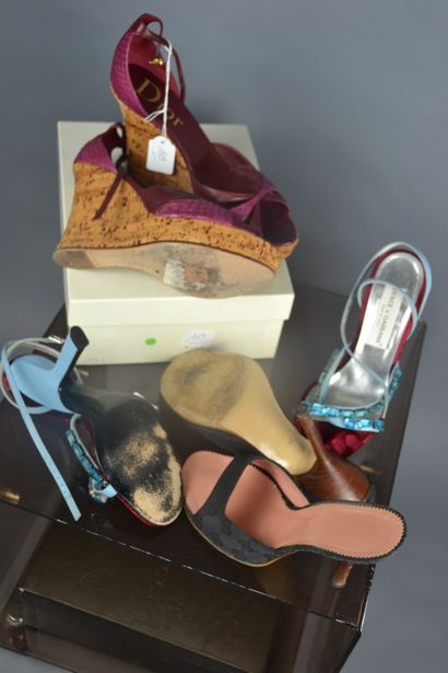 null *Lot of shoes including : 

DIOR

- Peep-toes sandals in leather and burgundy...