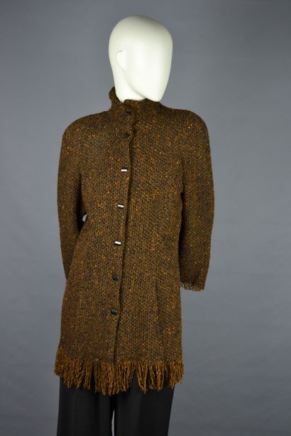 null Mariella BURANI

Mid-length wool and alpaca jacket, fringed edges, brown, ochre...