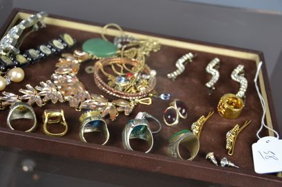 null *Lot de bijoux fantaisie comprenant des bagues, des boucles d'oreilles, pendentifs,...