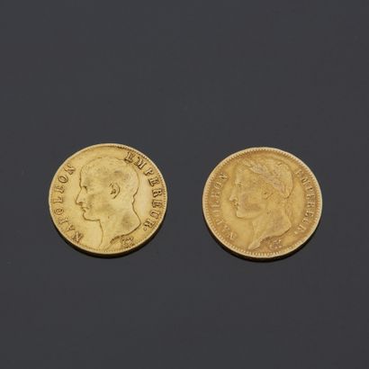 null FRANCE - Deux pièces de 40 F or, 1806 et 1811 (chocs)