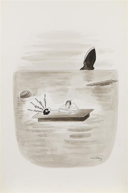 null Henri MOREZ (1922-2017)

The castaway

Black ink, ink wash and traces of graphite,...