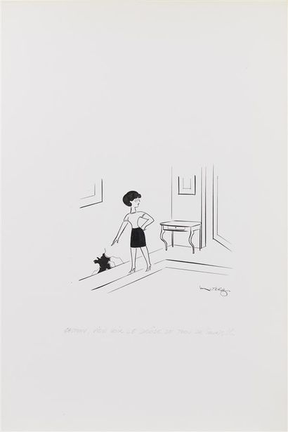 null Henri MOREZ (1922-2017)

Gaston, come and see the funny mouse hole!

Black ink,...