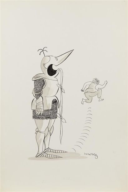 null Henri MOREZ (1922-2017)

The armor

Black ink and ink wash, signed lower right...