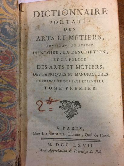 Dictionnaire portatif des Arts et Métiers,...
