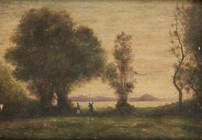 null French school of the 19th century

Landscape with two characters in front of...